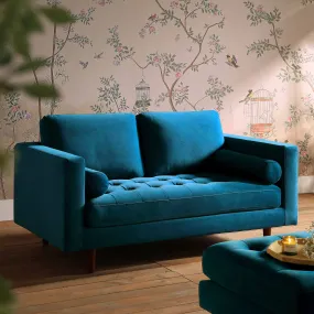 Henrietta 2-Seater Sofa, Teal Velvet