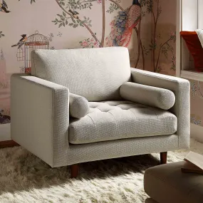 Henrietta Armchair, Beige Woven Fabric