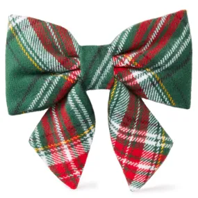 Holly Jolly Plaid Flannel Lady Dog Bow