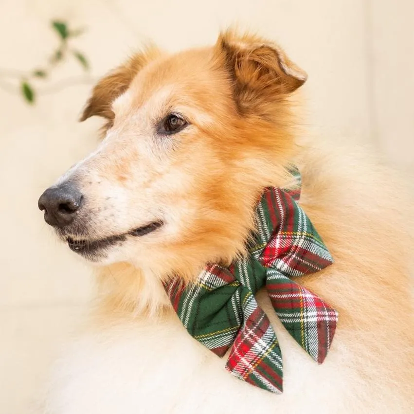 Holly Jolly Plaid Flannel Lady Dog Bow