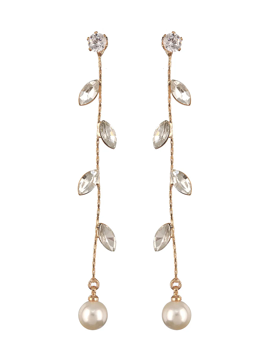 JAZZ AND SIZZLE Gold-Toned White Contemporary Drop Earrings