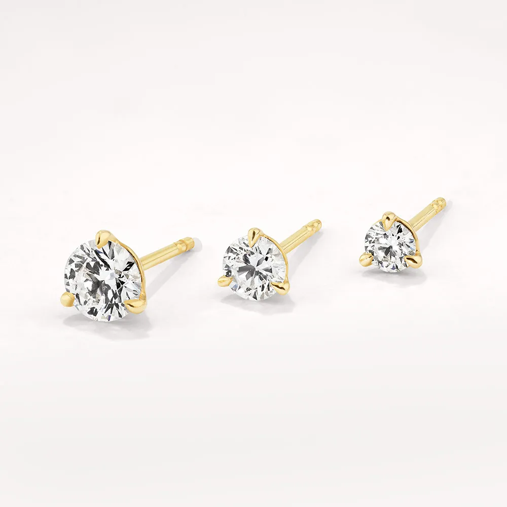 Laboratory-Grown Diamond 0.75ct Round Stud Earrings in 10k Gold