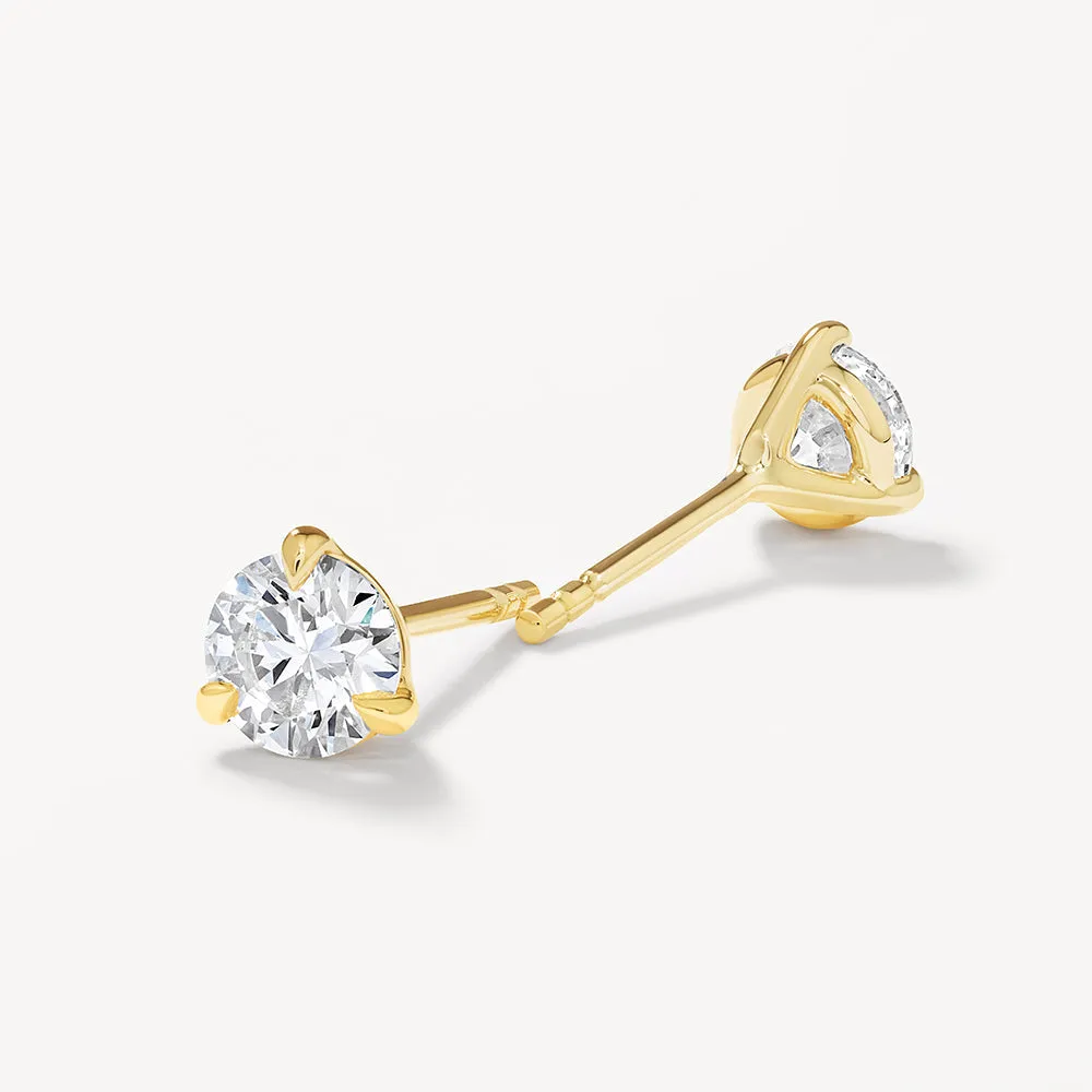 Laboratory-Grown Diamond 0.75ct Round Stud Earrings in 10k Gold