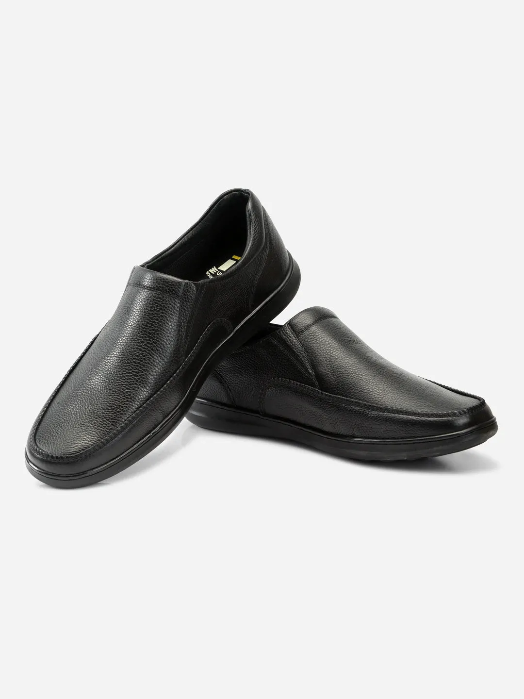 Men's Black Regular Moc Toe Slip On Semi Formal (ID2149)