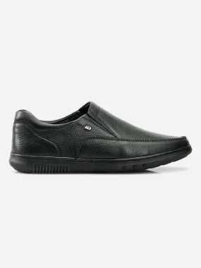 Men's Black Regular Moc Toe Slip On Semi Formal (ID2149)