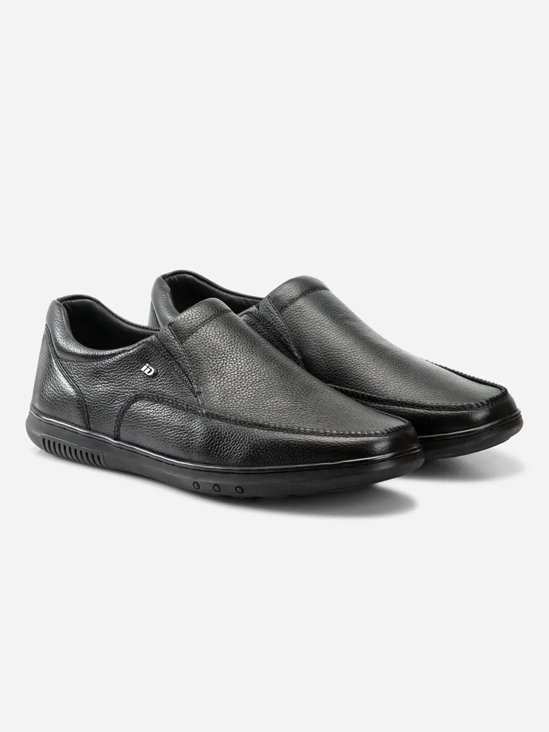 Men's Black Regular Moc Toe Slip On Semi Formal (ID2149)