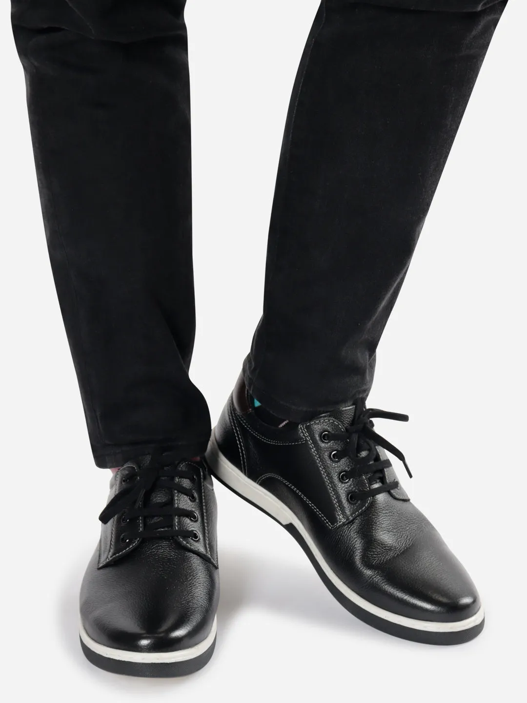 Men's Black Regular Toe Lace Up Casual (ID3036)