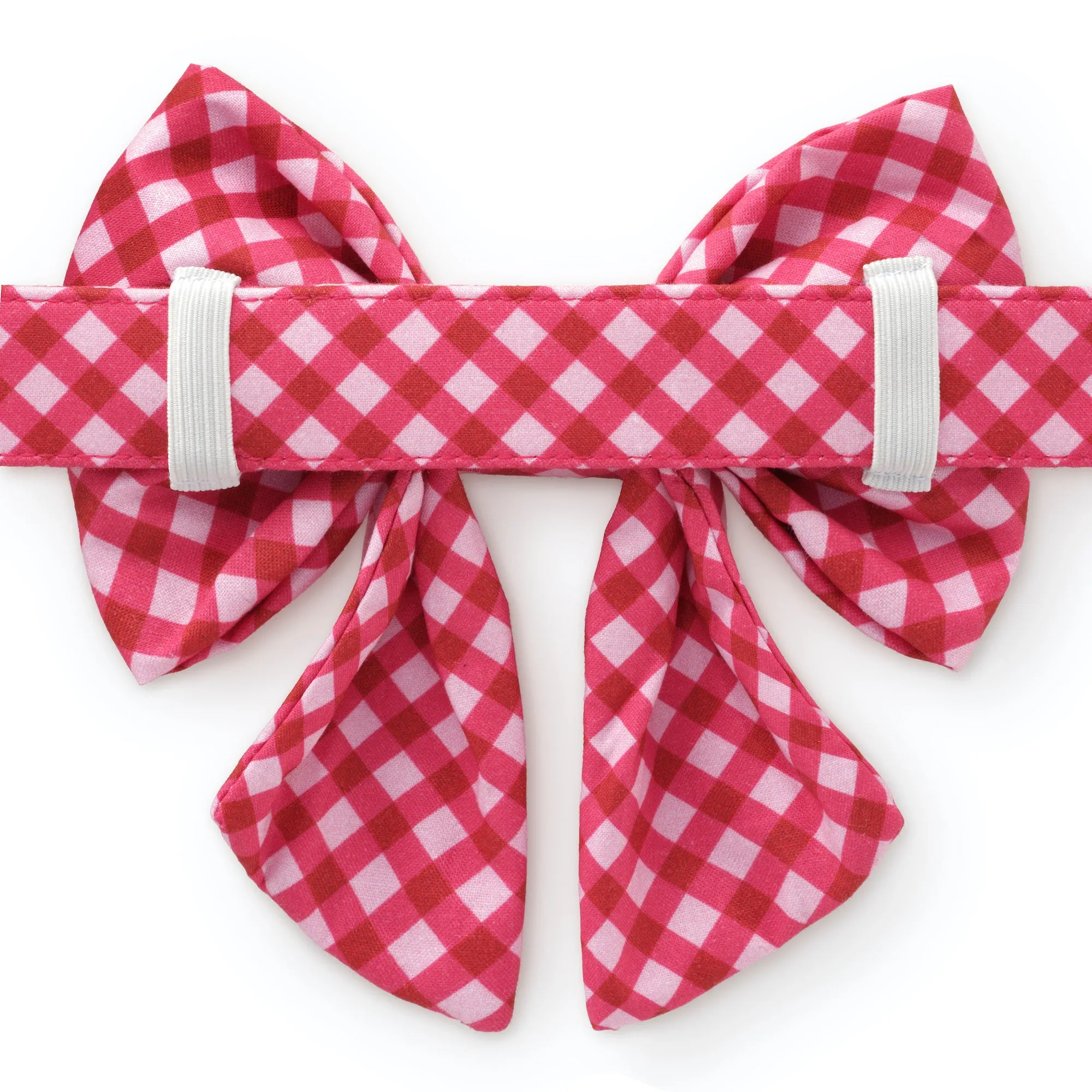 Raspberry Gingham Lady Dog Bow