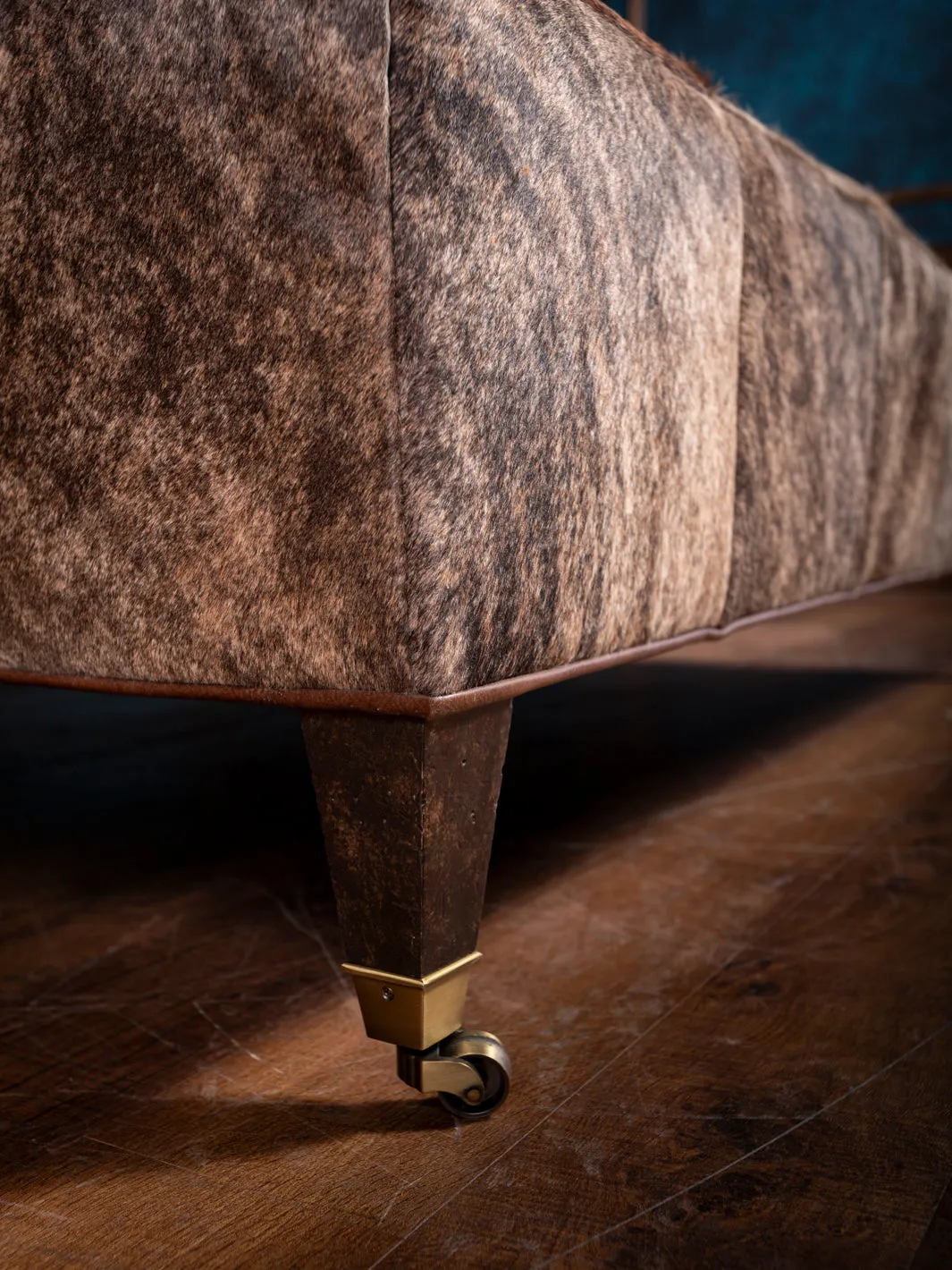 Rustic Range Cowhide Leather Ottoman