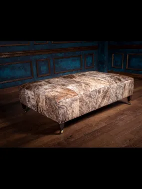 Rustic Range Cowhide Leather Ottoman